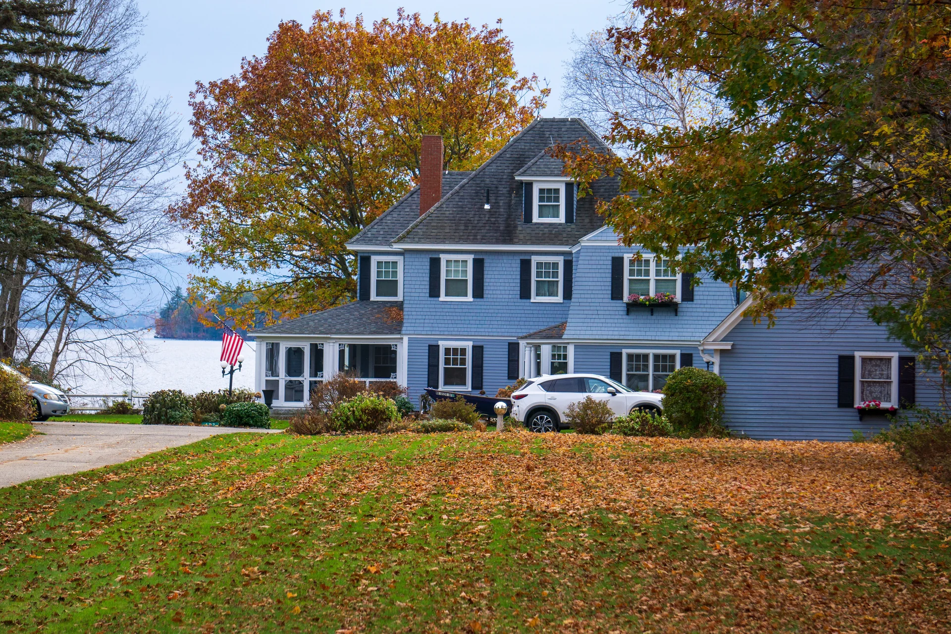 Massachusetts home in autumn